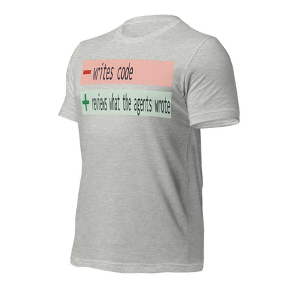 The Diff agentic AI engineer tee — Athletic Heather, front-right