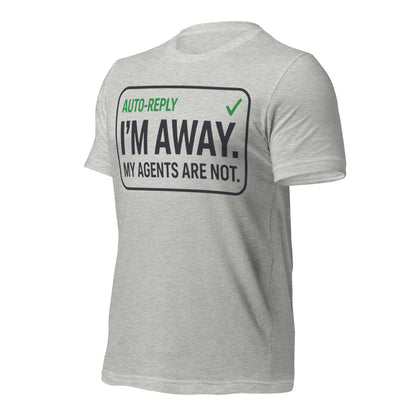 Auto-Reply agentic AI engineer tee — Athletic Heather, front-right