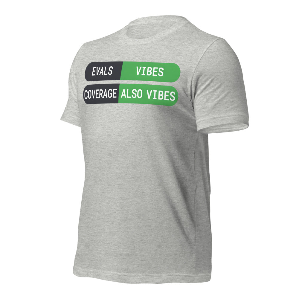 Eval Suite Vibes agentic AI engineer tee — Athletic Heather, front-right