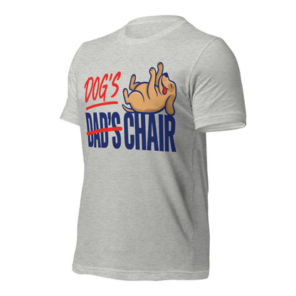 Dog's Chair funny dog dad tee — Athletic Heather, front-right