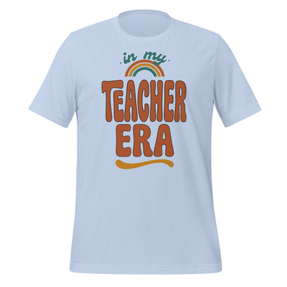 In My Teacher Era retro groovy teacher tee — Baby Blue, front