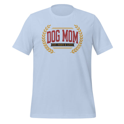 Dog Mom vintage varsity wordmark tee — Baby Blue, front
