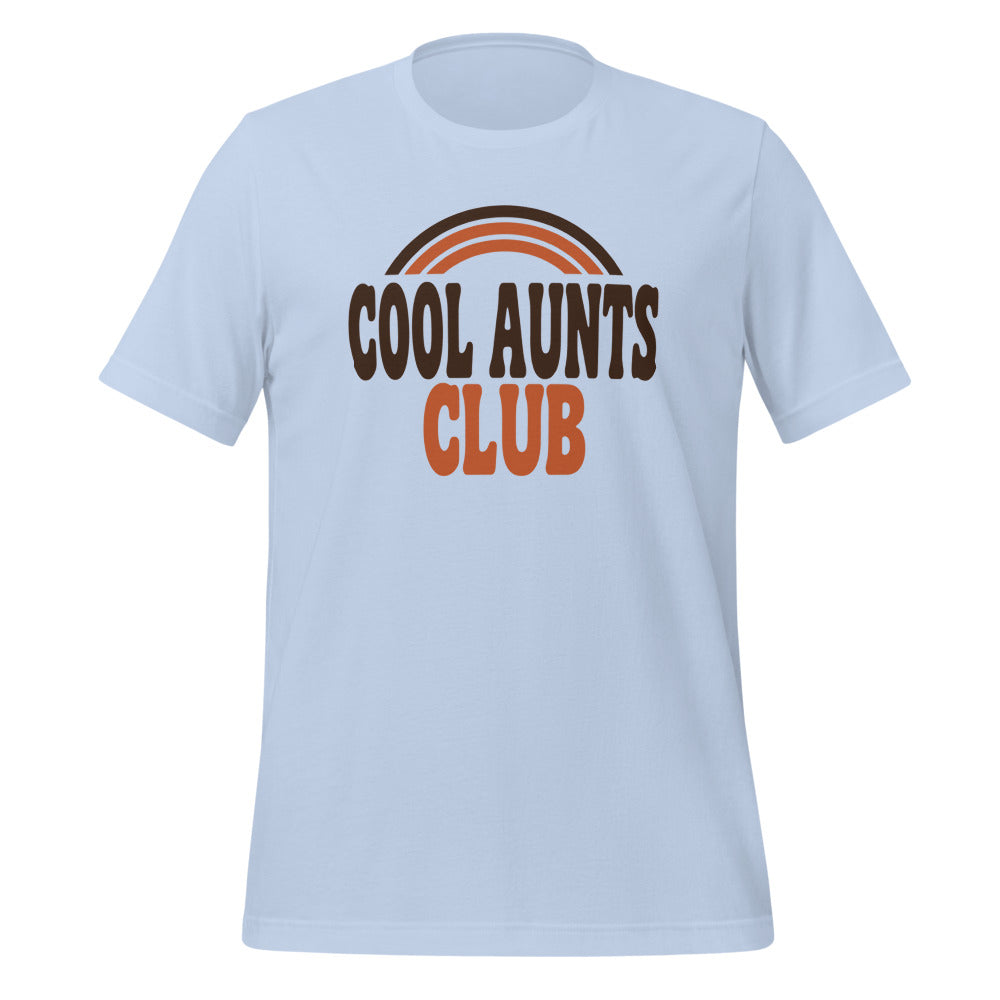 Cool Aunts Club retro groovy aunt tee — Baby Blue, front