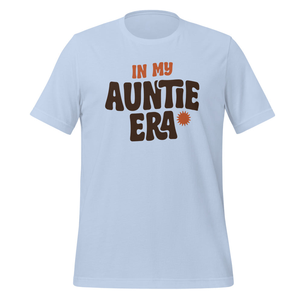 In My Auntie Era retro groovy aunt tee — Baby Blue, front