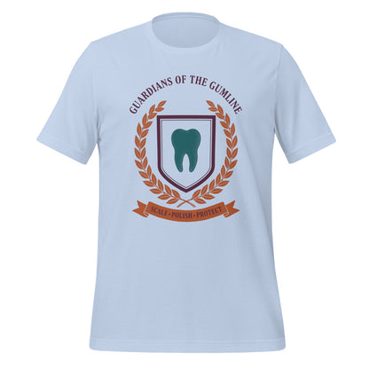 Guardians of the Gumline dental hygienist tee — Baby Blue, front