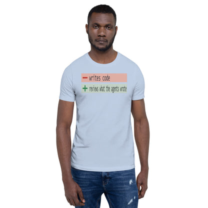 The Diff agentic AI engineer tee — Baby Blue, on model