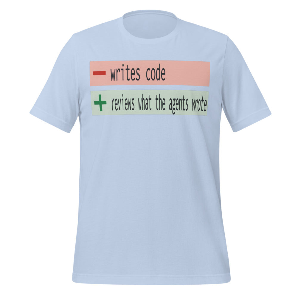 The Diff agentic AI engineer tee — Baby Blue, front
