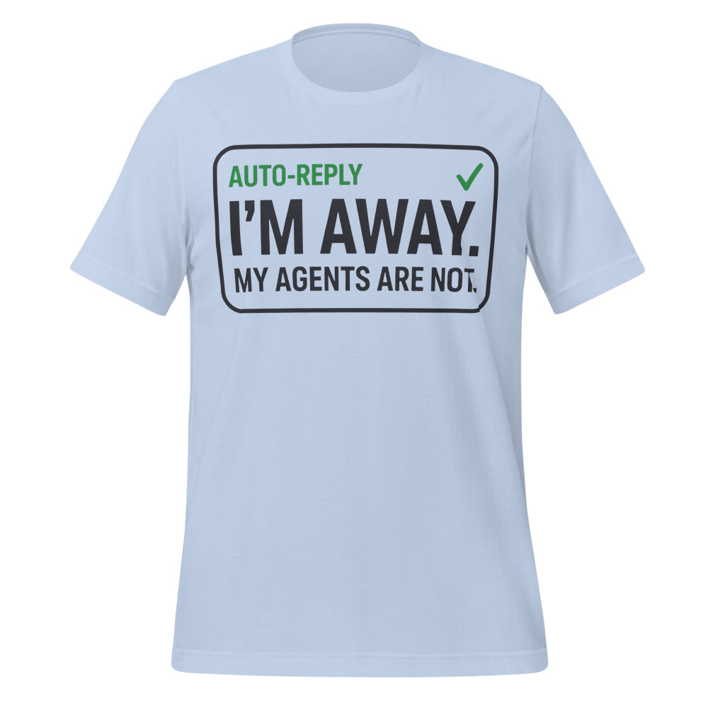 Auto-Reply agentic AI engineer tee — Baby Blue, front