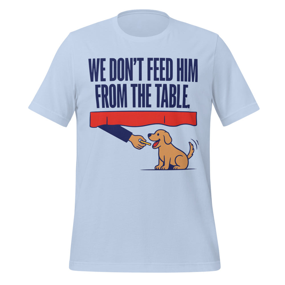 From The Table funny dog dad tee — Baby Blue, front