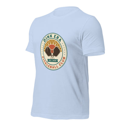 Dink Era Pickleball Club retro tee — Baby Blue, front-right