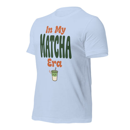 In My Matcha Era retro matcha tee — Baby Blue, front-right