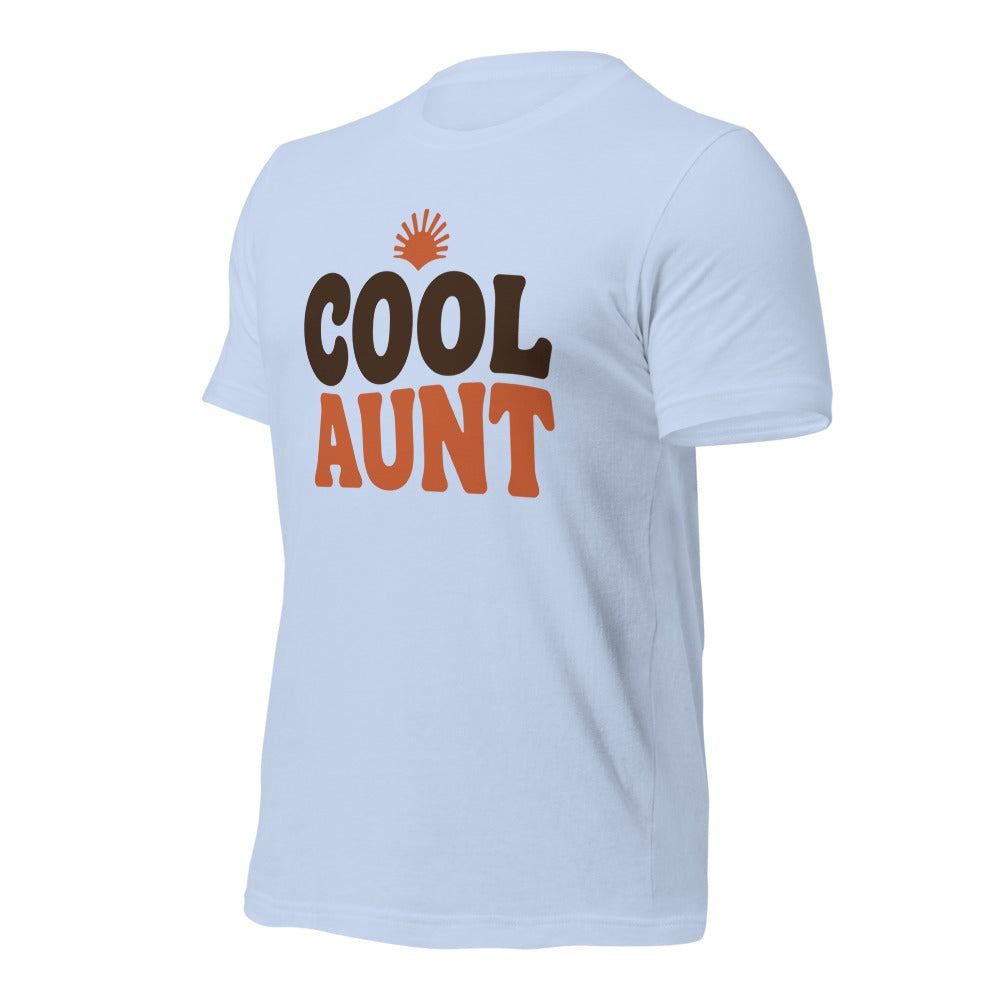 Cool Aunt retro groovy aunt tee — Baby Blue, front-right