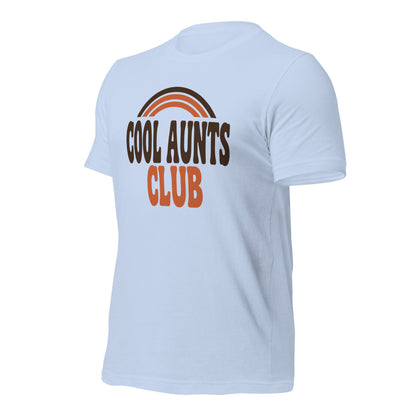 Cool Aunts Club retro groovy aunt tee — Baby Blue, front-right