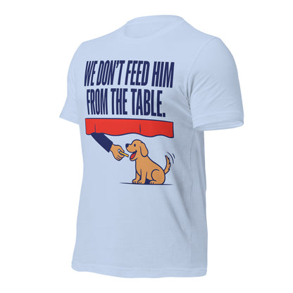 From The Table funny dog dad tee — Baby Blue, front-right
