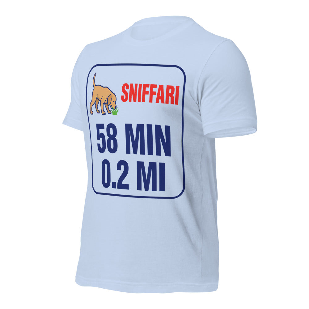 Sniff Walk Recap funny dog dad tee — Baby Blue, front-right