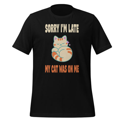 Cat Mom Shirt, Funny Cat Lover Tee, Sorry I'm Late My Cat Was On Me — Retro Cat Mom T-Shirt