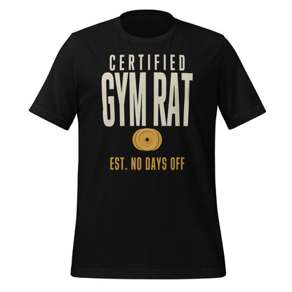 Certified Gym Rat vintage athletic tee — Black, front