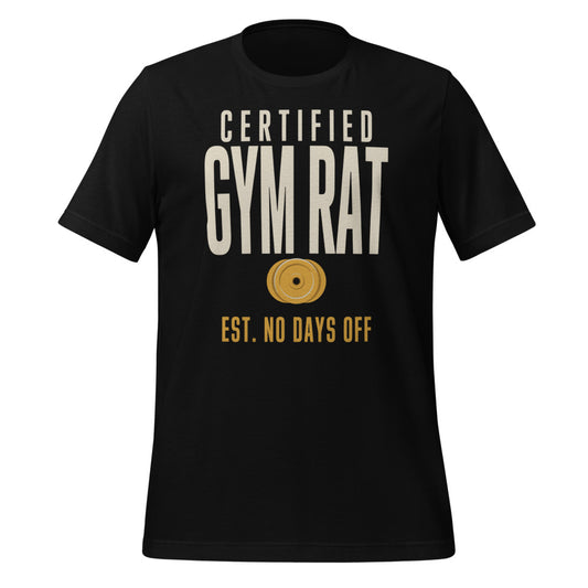 Certified Gym Rat vintage athletic tee — Black, front