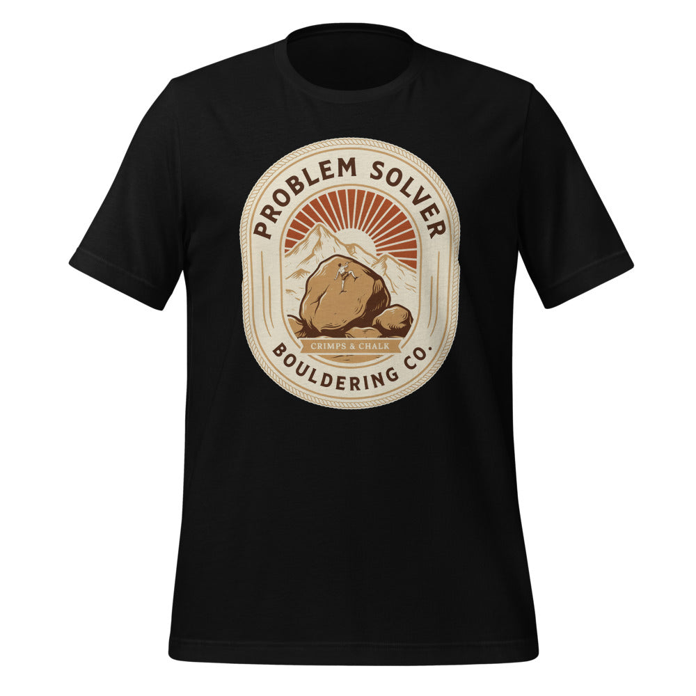 Problem Solver Bouldering Badge t-shirt — Black, front