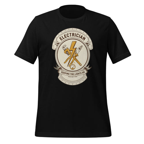 Electrician Shirt, Electrician Gift for Him, Trade Crest Tee — Keeping the Lights On Retro Emblem