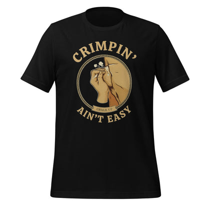 Crimpin' Ain't Easy bouldering badge t-shirt — Black, front
