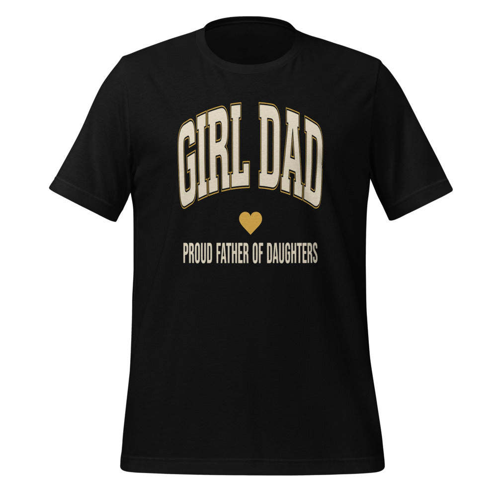 Girl Dad retro varsity tee — Black, front