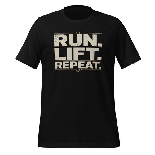 Hybrid Athlete Shirt, Run Lift Repeat Tee, Functional Fitness Gift — Vintage Run. Lift. Repeat. Tee