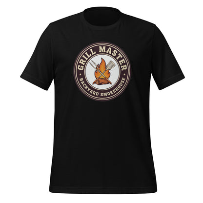 Grill Master retro backyard smokehouse tee — Black, front