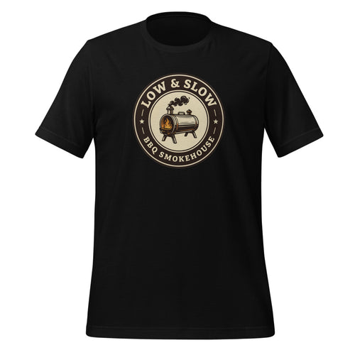 Low & Slow BBQ Shirt, Pitmaster Smoker Gift for Dad, Grill Master Tee — Retro Smokehouse Badge