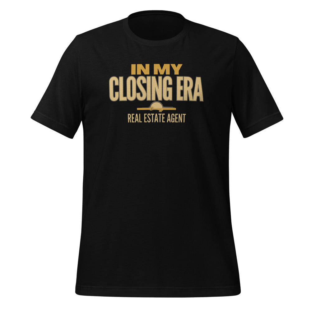 In My Closing Era real estate agent tee — Black, front