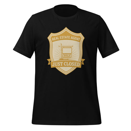Real Estate Agent Shirt, Just Closed, Closing Gift for Agent — Retro Sold Sign Crest Tee