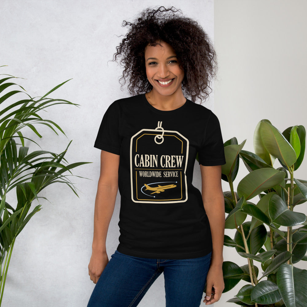 Worldwide Service cabin crew tee — Black, on model