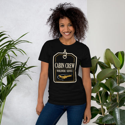 Worldwide Service cabin crew tee — Black, on model