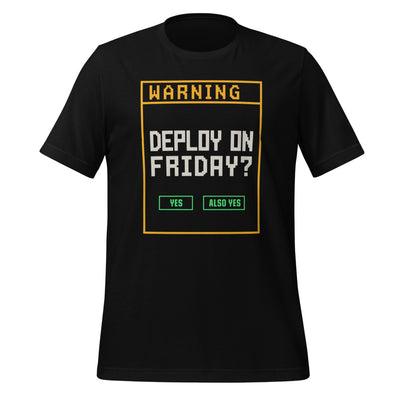 Programmer Shirt, Software Developer Gift, Funny Coder Tee — Deploy On Friday Retro Terminal Dialog Tee
