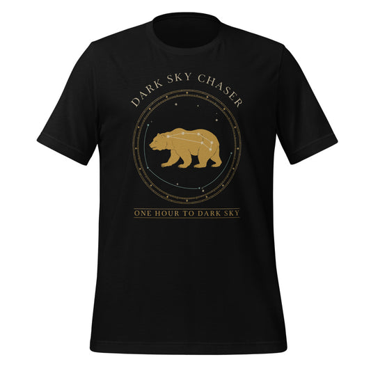 Dark Sky Chaser Ursa Major constellation astronomy tee — Black, front