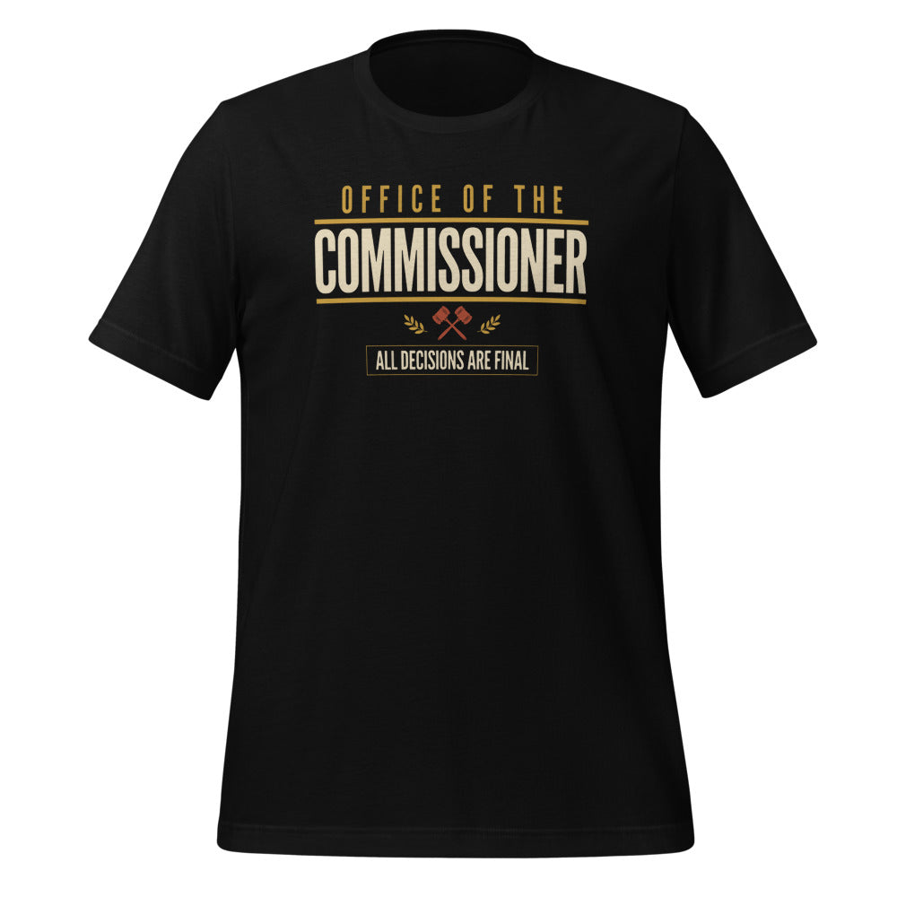 Office of the Commissioner fantasy football draft tee — Black, front