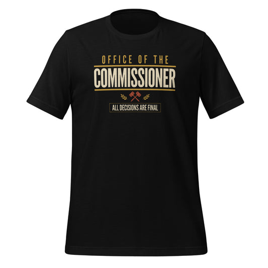 Office of the Commissioner fantasy football draft tee — Black, front