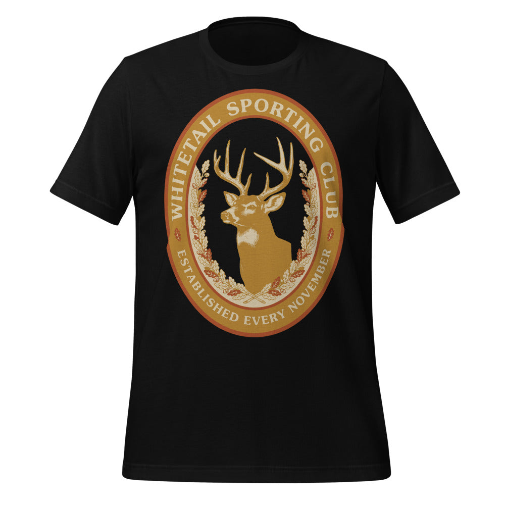 Whitetail Sporting Club vintage deer hunting tee — Black, front