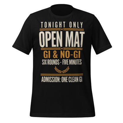Open Mat Tonight Brazilian jiu jitsu t-shirt — Black, front