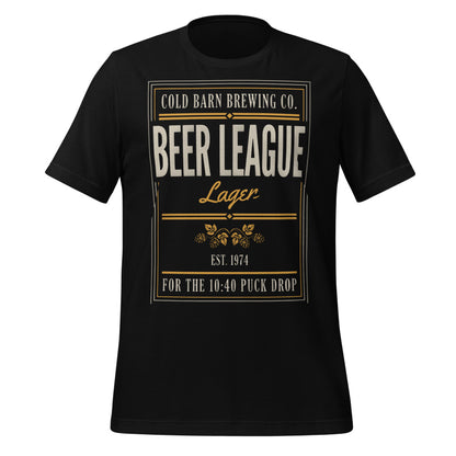 Beer League Cold Barn Brewing lager t-shirt — Black, front