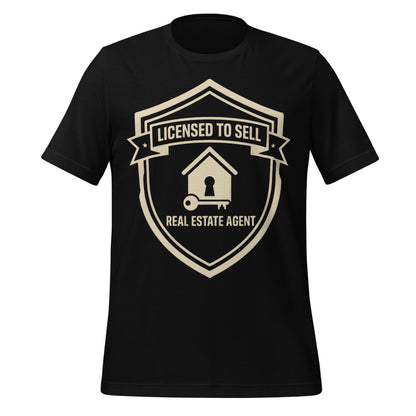 Licensed to Sell real estate agent tee — Black, front