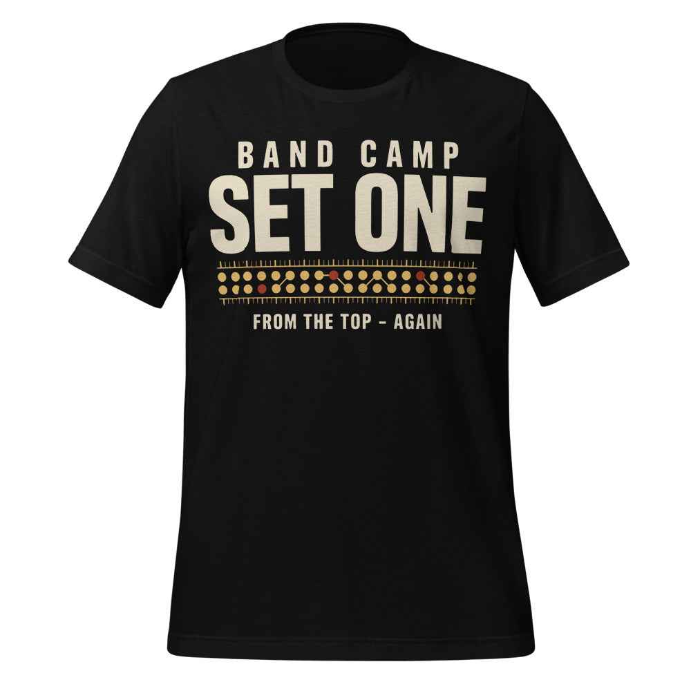 Set One marching band drill chart t-shirt — Black, front
