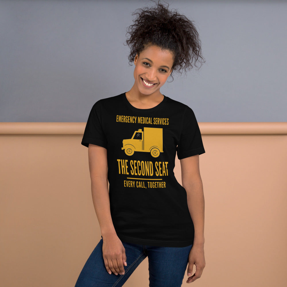 The Second Seat EMS paramedic tee — Black, on model
