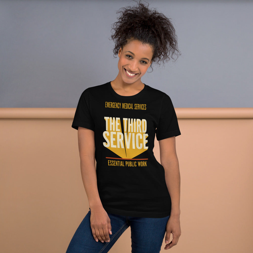 The Third Service EMS t-shirt — Black, on model