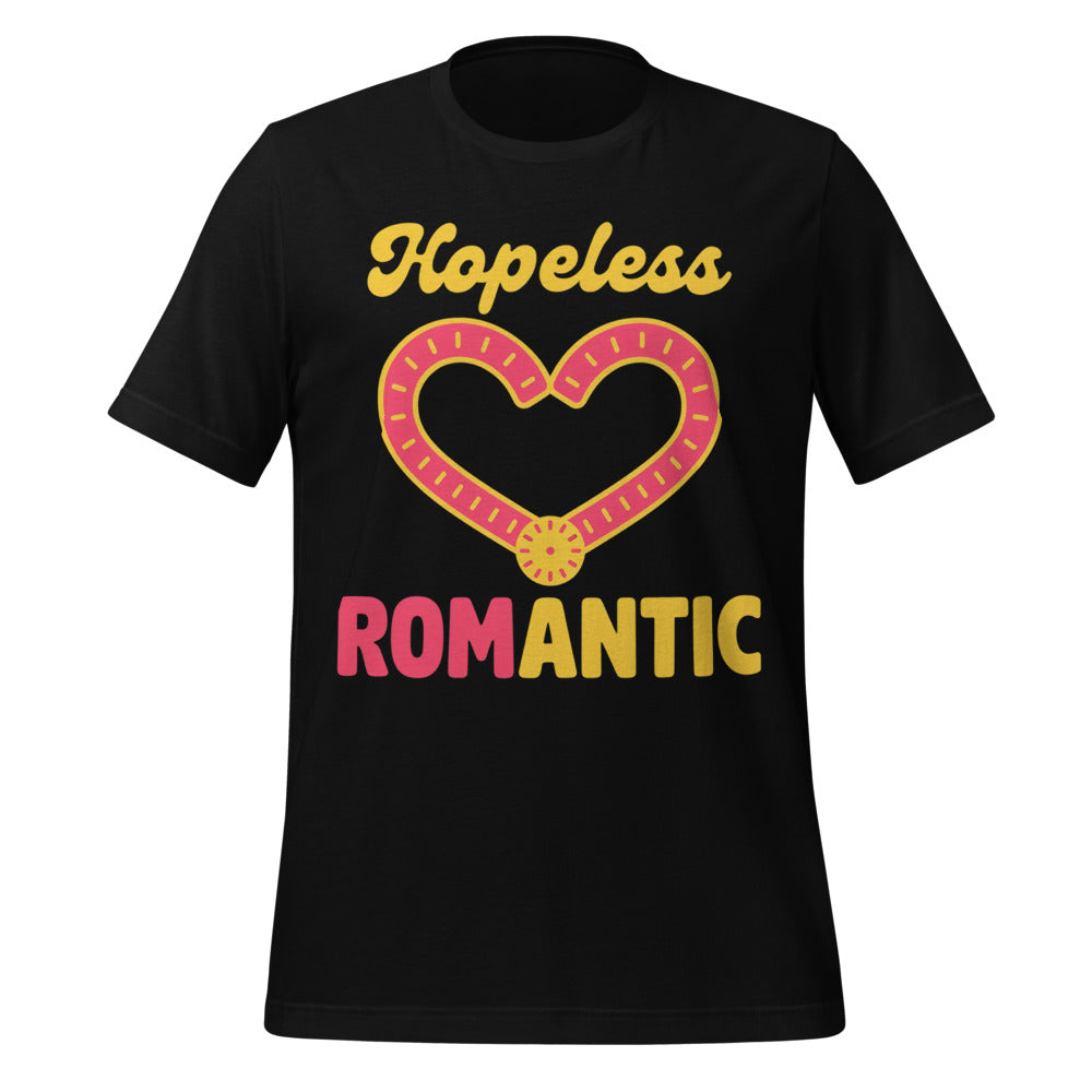 Hopeless ROMantic funny physical therapy tee — Black, front