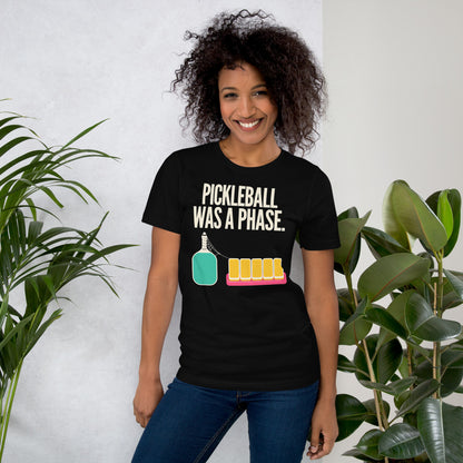 Pickleball Was A Phase funny mahjong tee — Black, on model