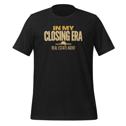 In My Closing Era real estate agent tee — Black Heather, front