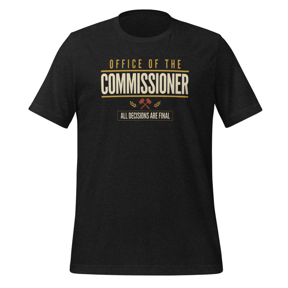 Office of the Commissioner fantasy football draft tee — Black Heather, front