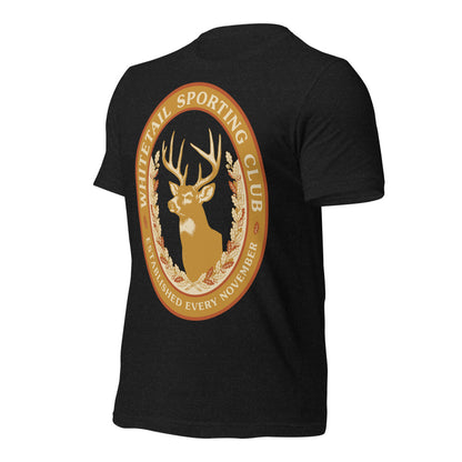 Whitetail Sporting Club vintage deer hunting tee — Black Heather, front-right