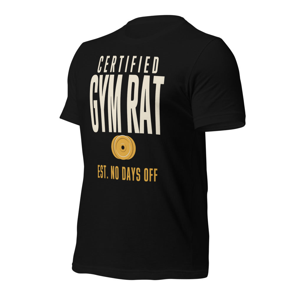 Certified Gym Rat vintage athletic tee — Black, front-right